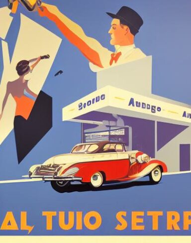 Vintage poster advertising auto service