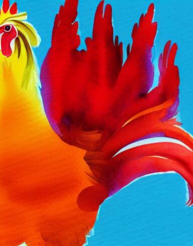 Watercolor painting of a rooster by Olga Boznańska