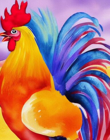 Watercolor painting of a rooster by Olga Boznańska