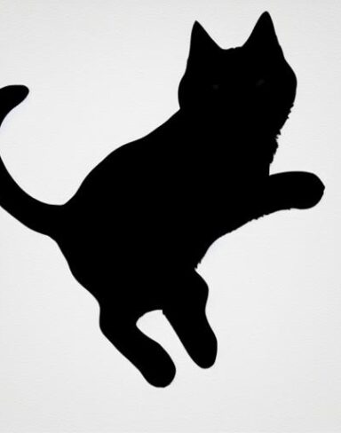 A black cat on a white background