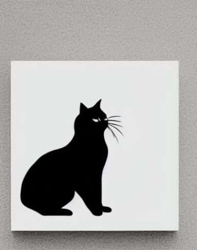 A black cat on a white background