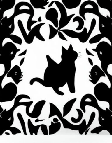 A black cat on a white background