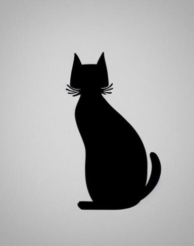A black cat on a white background
