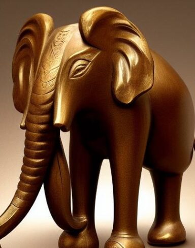 A bronze elephant statue