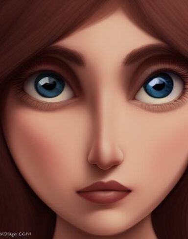 A brown hair person with big eye