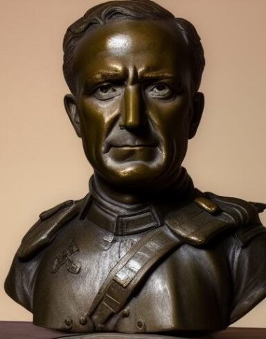 A bust of a military male