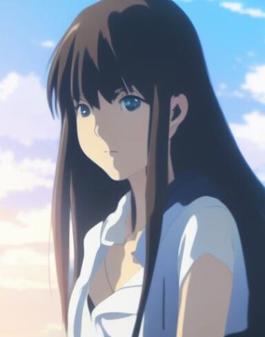 A close up of a anime person with beautiful face and long hair