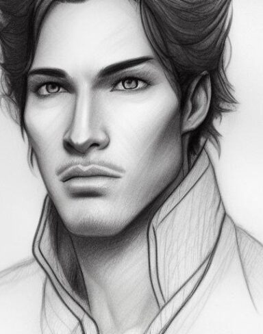 A close up of a drawing of a young handsome man