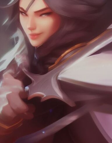 A close up of a person holding a sword