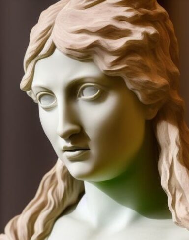 A close up of a statue of a woman