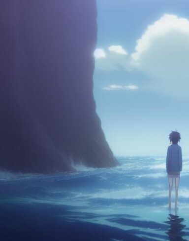 A couple of people that are standing in the sea