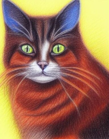 A crayon drawing of a cat