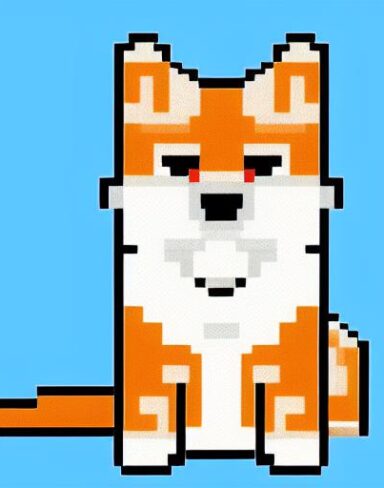 A cute puppy sitting in front of a blue background