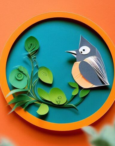 A detailed many layered paper art in a round frame