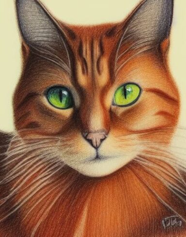 A drawing of a cat