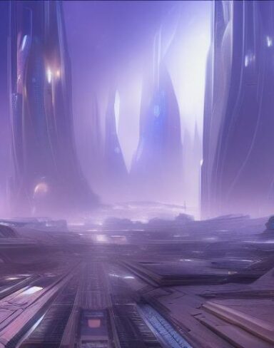 A futuristic city in the sky