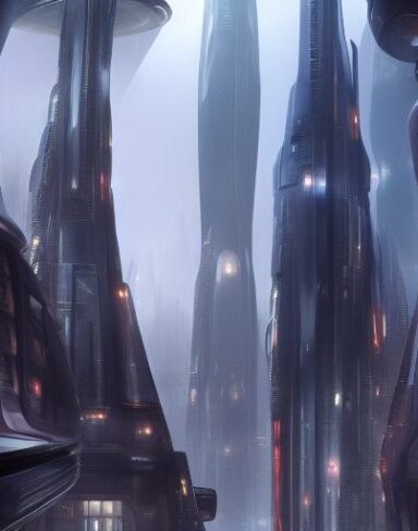 A futuristic city with buildings