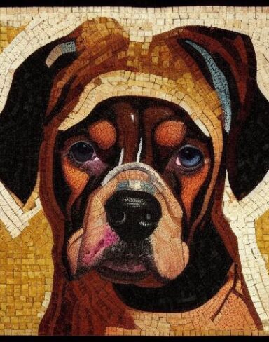 A mosaic of a dog