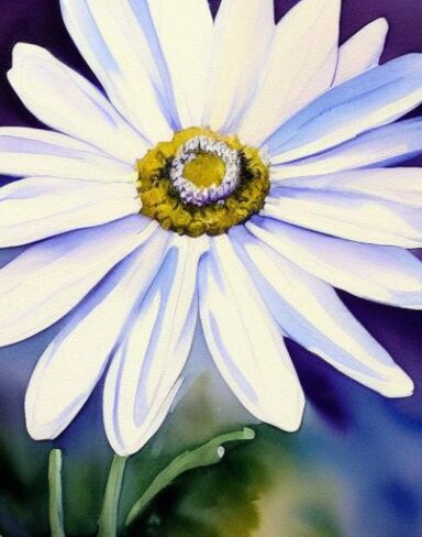 A painting of beautiful white daisies