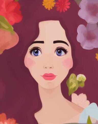 A person with a flower background