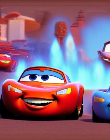 A picture by Pixar of cars character