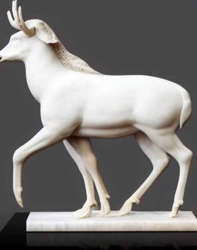 A statue of deer in white