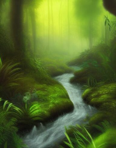 A stream running through a forest