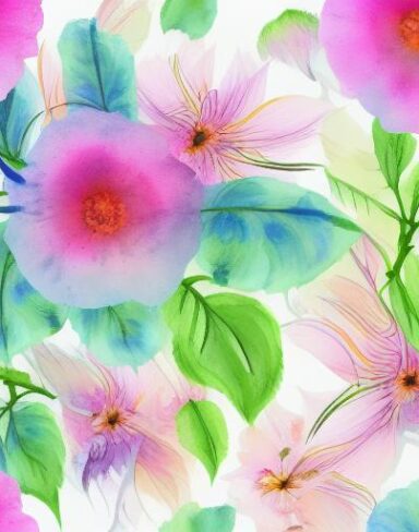A watercolor drawing of vivid flowers on a white background inspired by Esteban Vicente