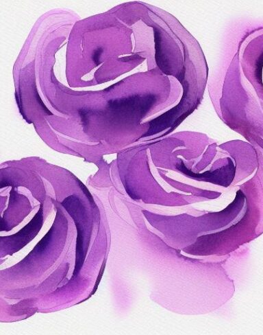 A watercolor painting of small roses on a white background by Sydney Carline