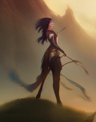 A woman standing on the hill