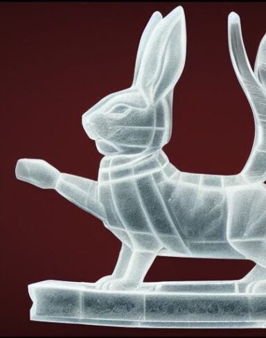 An ice sculpture of a bunny