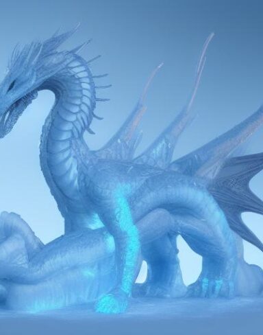 An ice sculpture of a ice dragon