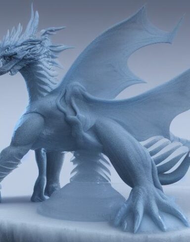 An ice sculpture of a ice dragon