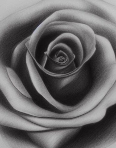 Black and white drawing of the rose