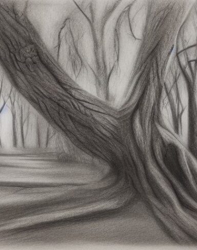 Charcoal drawing of a tree