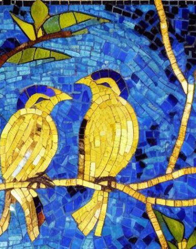 Couple of birds on top of a tree branch