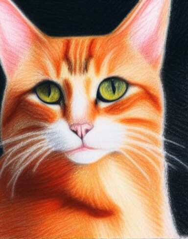 Crayon drawing of a cat