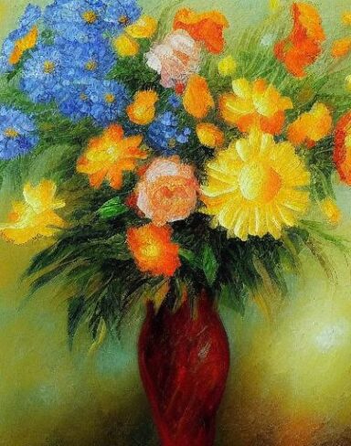 Painting of flowers in a vase