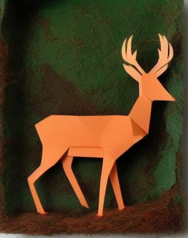 Paper cut of a deer in the forest