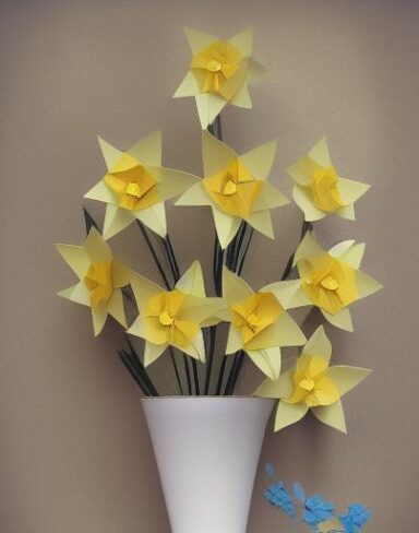 Paper flowers in a pot
