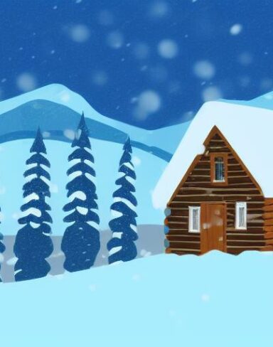 Small cabin in the middle of a snowy landscape