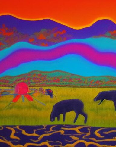 The painting of some animals in the field