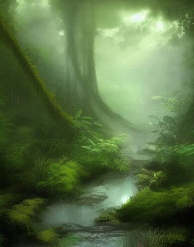 The stream running through the forest