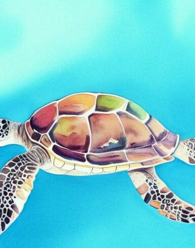 Watercolor drawing of sea turtle