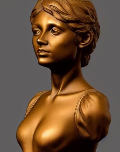 A bronze bust of one young lady