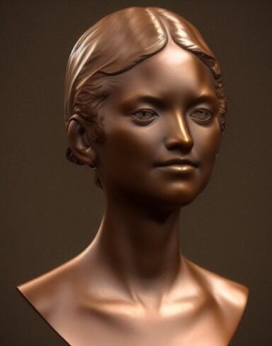 A bronze bust of one young lady