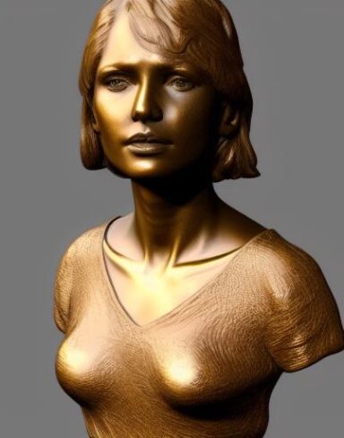 A bronze bust of young lady