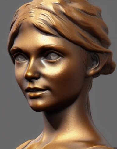 A bronze bust of young lady