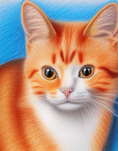 A crayon drawing of a cat