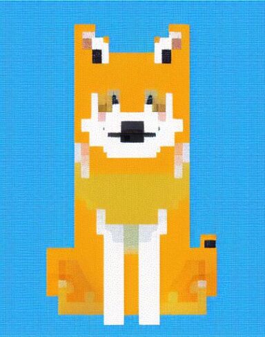 A deer sitting in front of a blue background